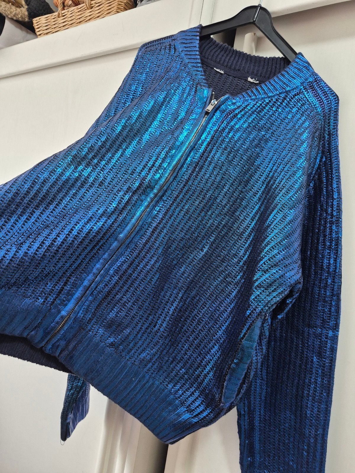 studio untold metallic coated blauw vest xl-xxl ibiza chic, Blauw, Maat 46/48 (XL) of groter, Studio untold, Ophalen of Verzenden