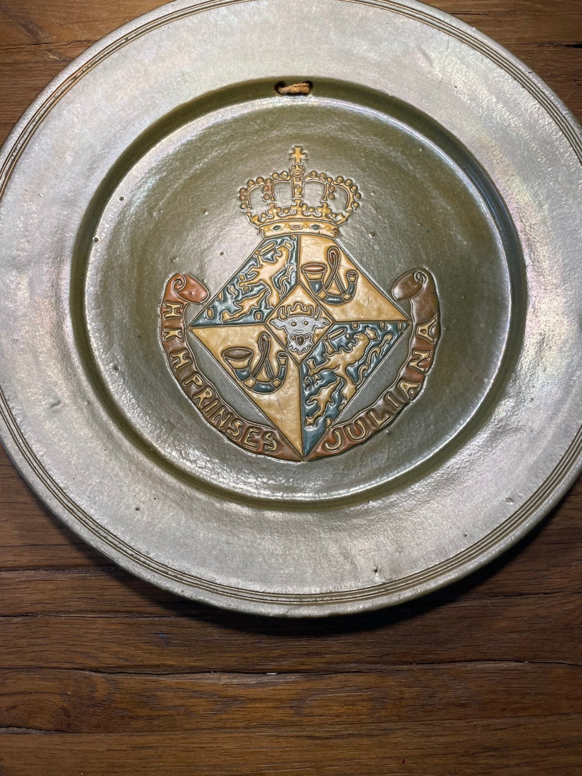Zeldzaam Mobach Utrecht Herdenkingsbord Juliana, Ophalen of Verzenden, Servies