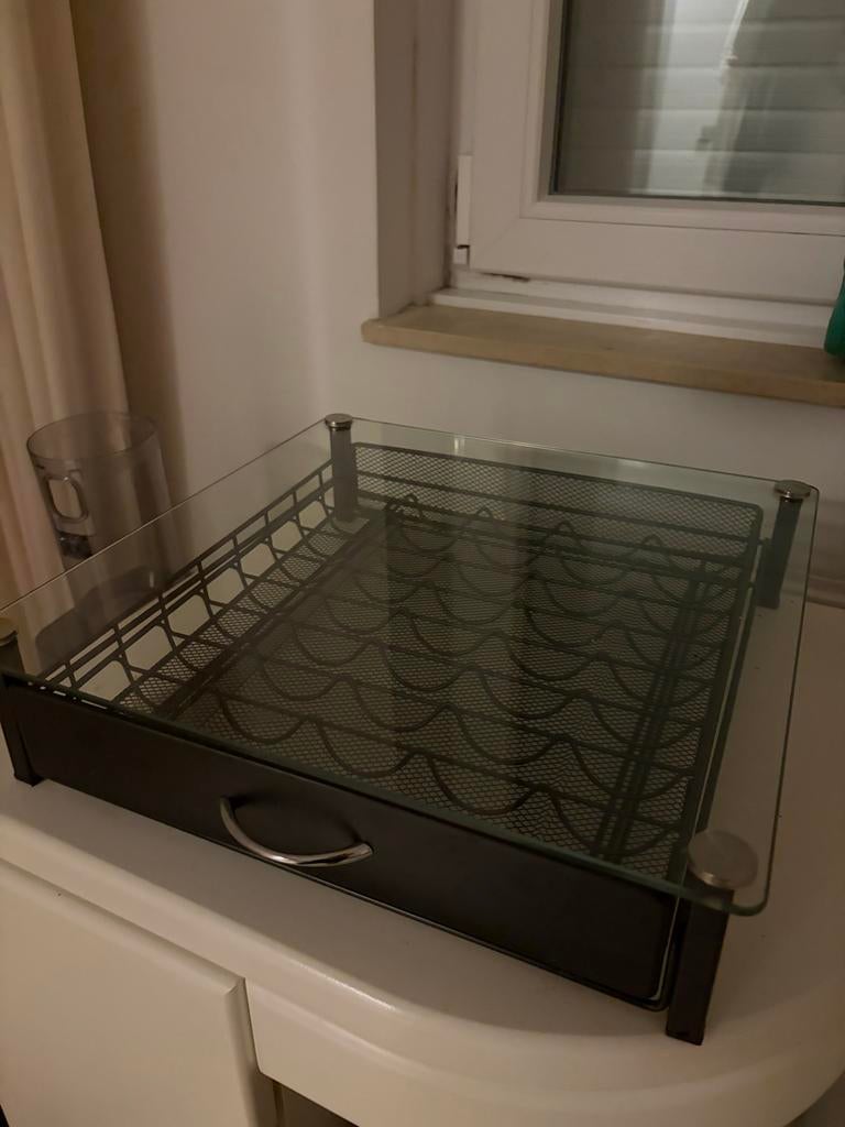 Nespresso Vertuo cupholder met glasplaat - Zo goed als nieuw, Ophalen, Zo goed als nieuw, Zwart, Overige merken
