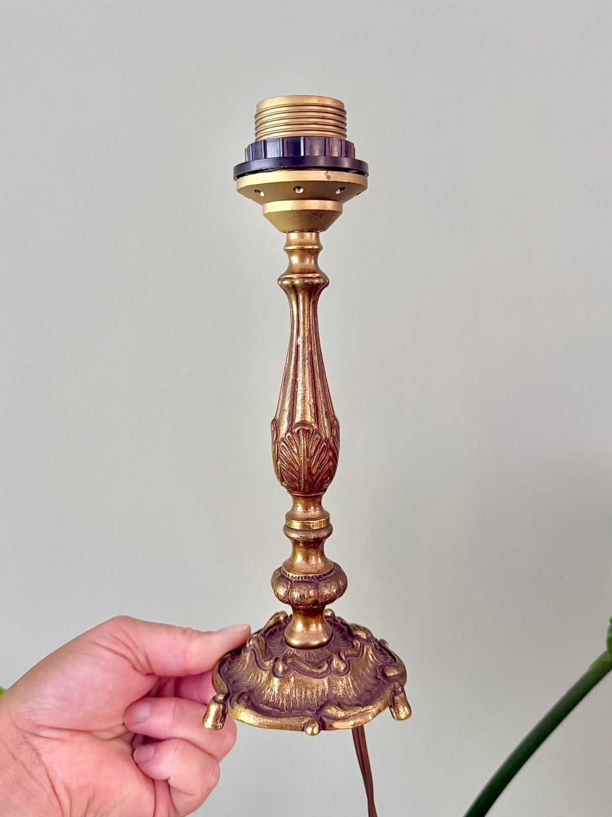 Vintage messig lampenvoet tafellamp lamp, Huis en Inrichting, Lampen | Tafellampen, Ophalen of Verzenden, Gebruikt