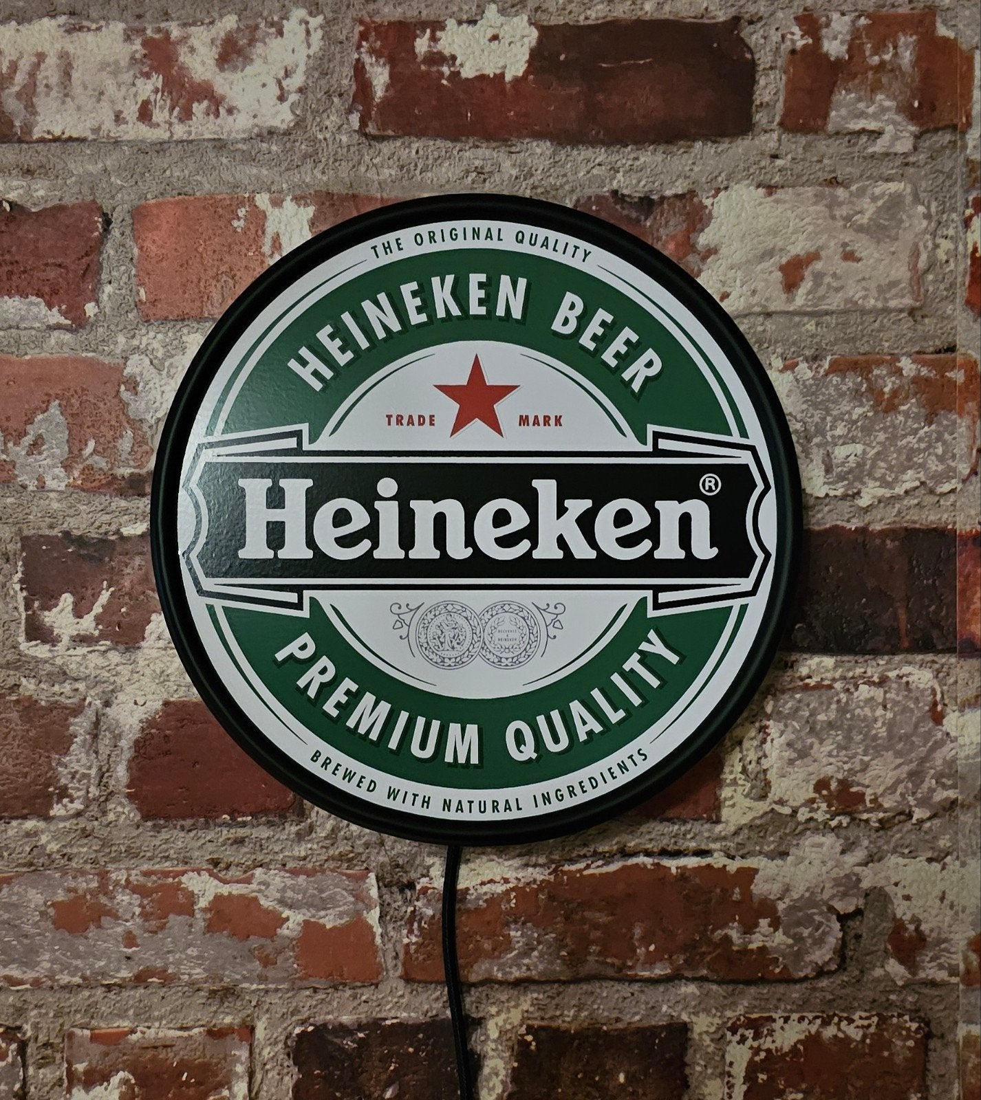 Heineken Reclamebord met LED-verlichting - 20 cm, Ophalen of Verzenden, Kunststof