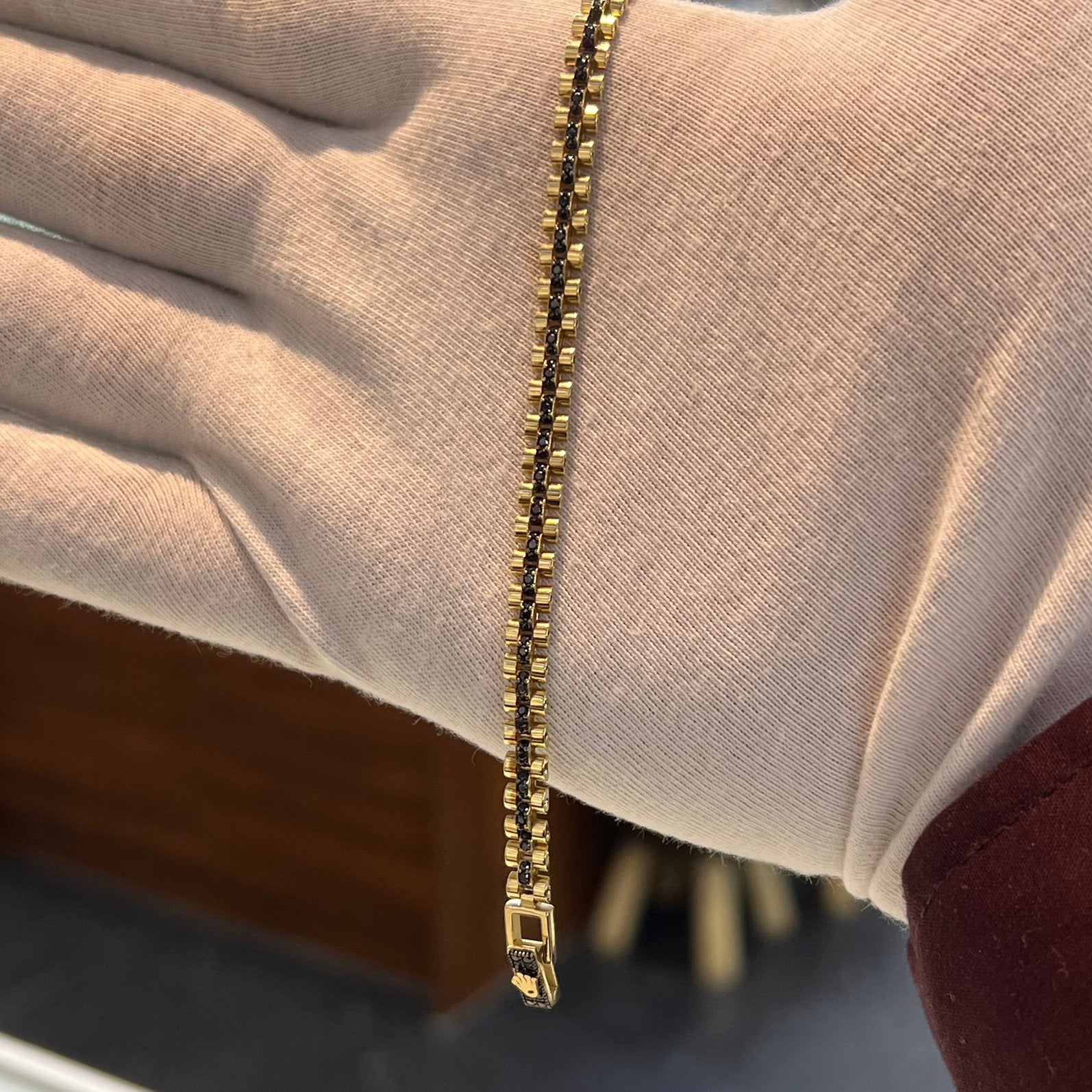 14 karaat gouden armband rolex schakel nieuw, Ophalen of Verzenden
