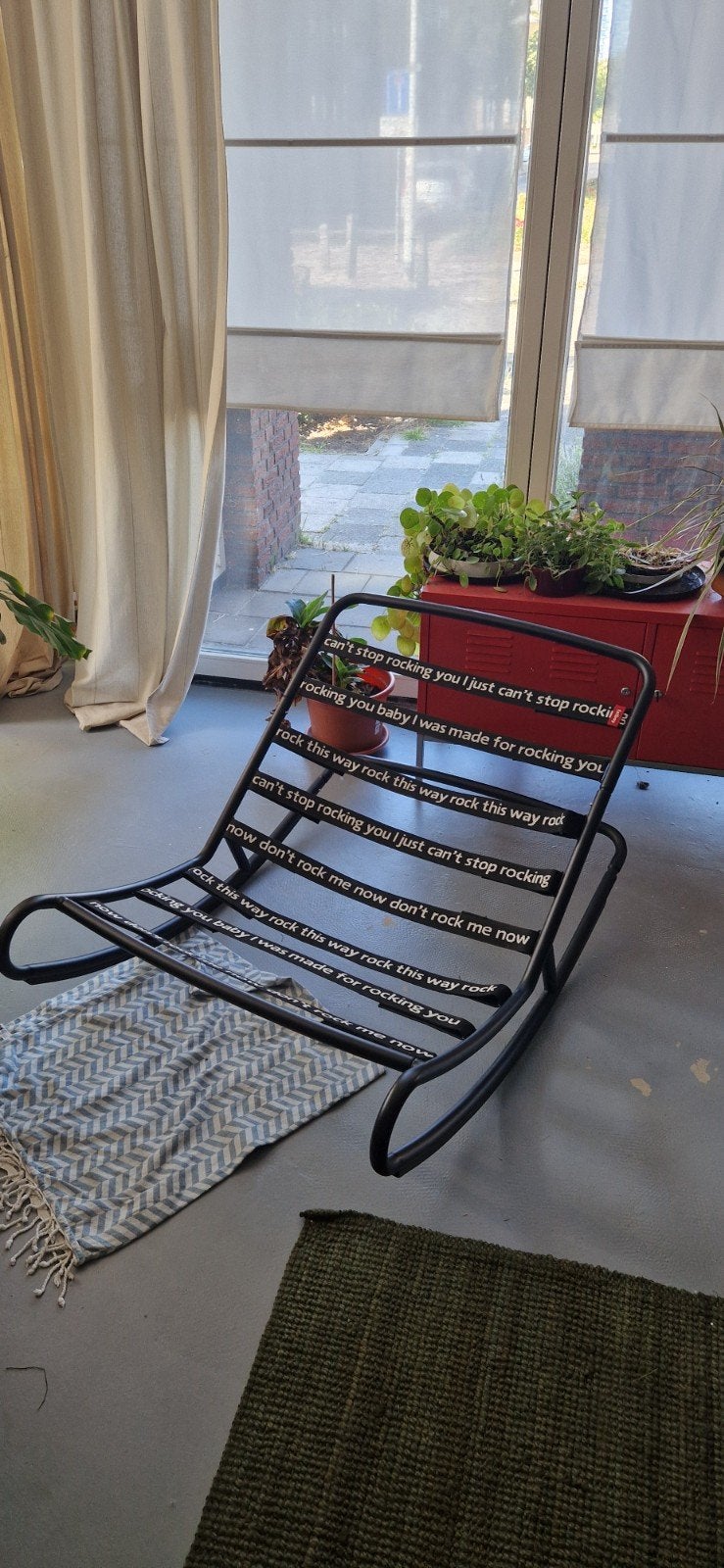 Fatboy Rock and Roll schommelstoel met Sunbrella zak, Huis en Inrichting, Ophalen, Gebruikt, Modern, Lounge, Outdoor, Blauw