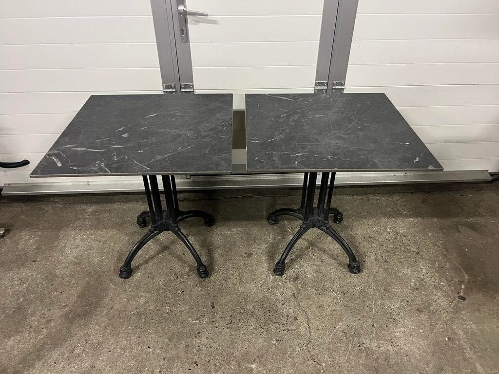2 stuks Terrastafels 70x70 Trespa volkern Marmerlook horeca, Ophalen, Zo goed als nieuw