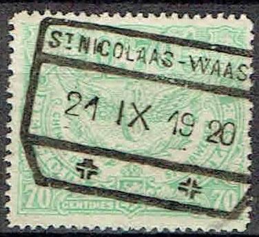 Belgie 1920 Spoorwegzegels met Blokstempel St. Nicolaas-Waas, Verzenden, Gestempeld, Treinen