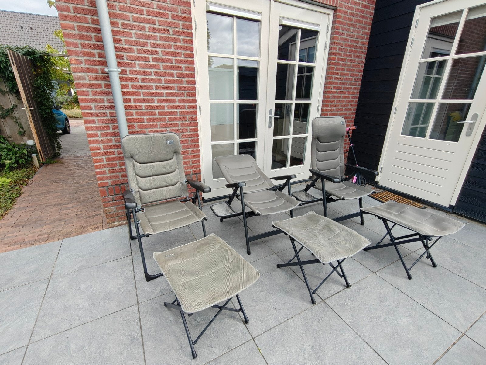 Complete Bardani campingstoelenset-3 stoelen+3 voetensteunen, Tuin en Terras, Ophalen, Gebruikt