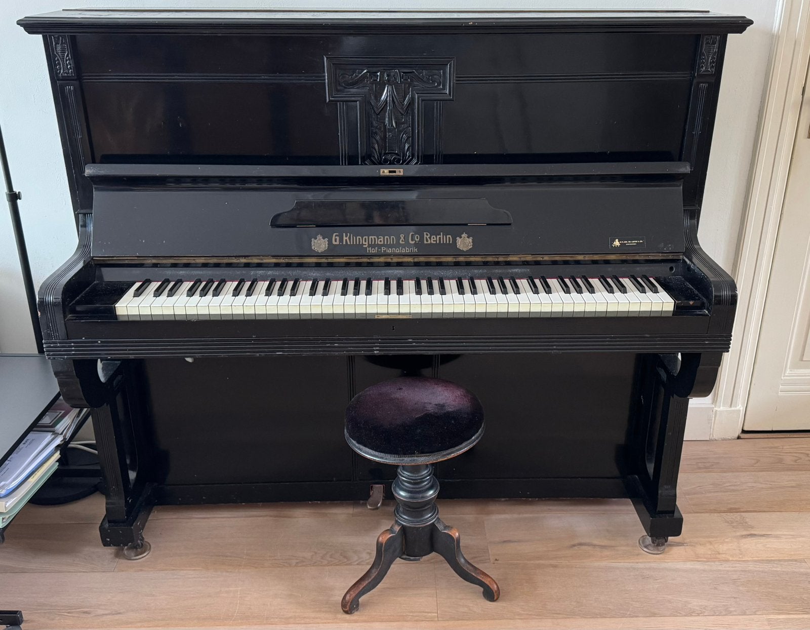 Antieke piano G. Klingmann & Co. Berlin, Ophalen, Gebruikt, Zwart, Piano