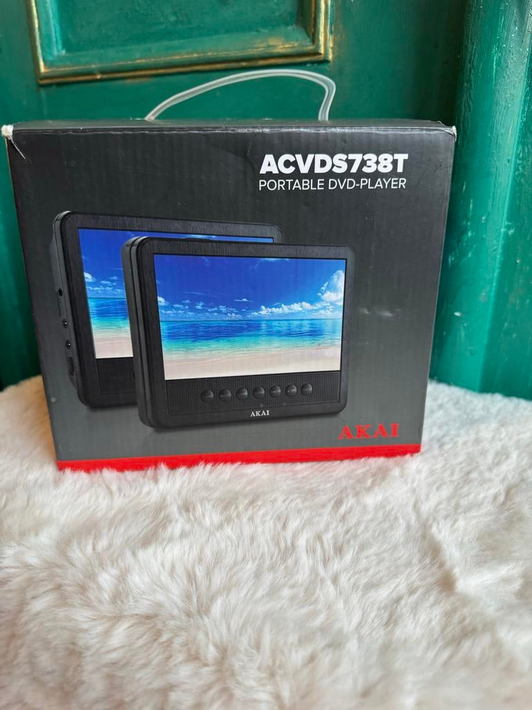 NIEUW AKAI Draagbare DVD Speler Dual Screen ACVDS738T, Ophalen of Verzenden, Zo goed als nieuw