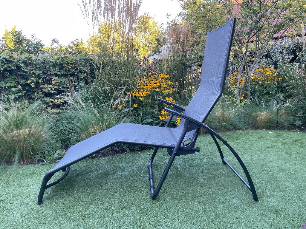 Kettler Tampa relax tuinstoel inklapbaar antraciet, Tuin en Terras, Ophalen, Zo goed als nieuw, Aluminium, Verstelbaar