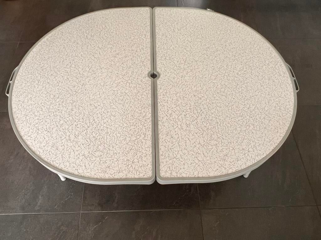 Solide Crespo campingtafel 120x90 inklap-en verstelbaar, Caravans en Kamperen, Kampeeraccessoires, Ophalen, Zo goed als nieuw