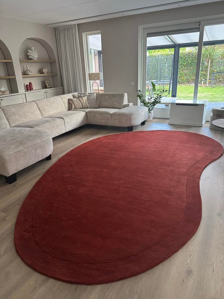 Vloerkleed organisch xl Westwing Terracotta, Ophalen of Verzenden, Zo goed als nieuw, 200 cm of meer, Overige vormen