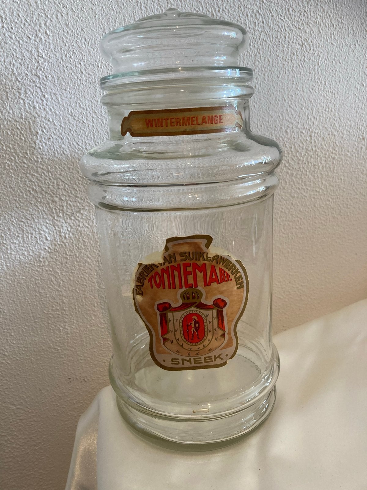 Vintage Tonnema Sneek Wintermelange glazen snoeppot jaren 70, Ophalen of Verzenden