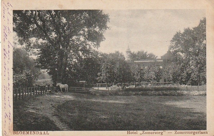 Bloemendaal Hotel Zomerzorg Zomerzorgerlaan  1918, Ophalen of Verzenden, Voor 1920, Gelopen, Noord-Holland