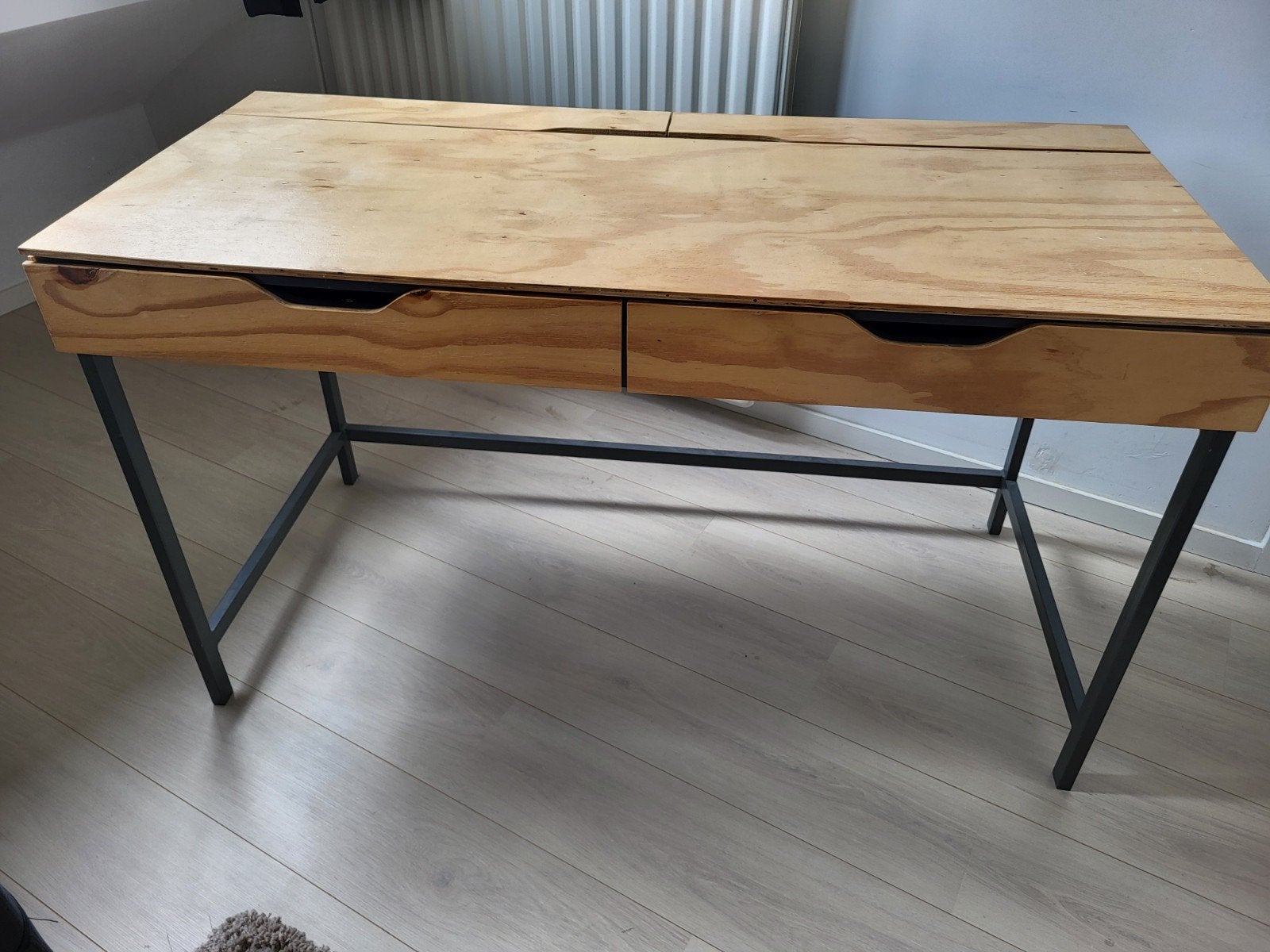Ikea bureau (Celine) zelf afgewerkt met hout, Gebruikt, 120 cm, Scandinavisch, Hout