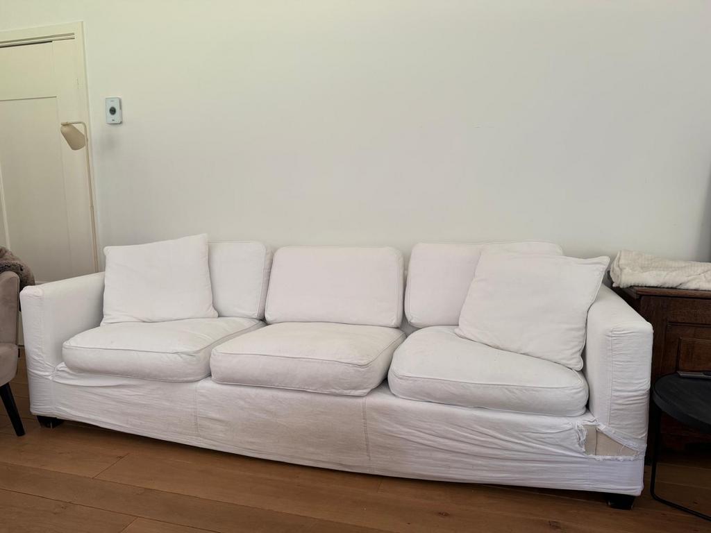 Linteloo bank Wit stof - met scheur, Ophalen, Gebruikt, Stof