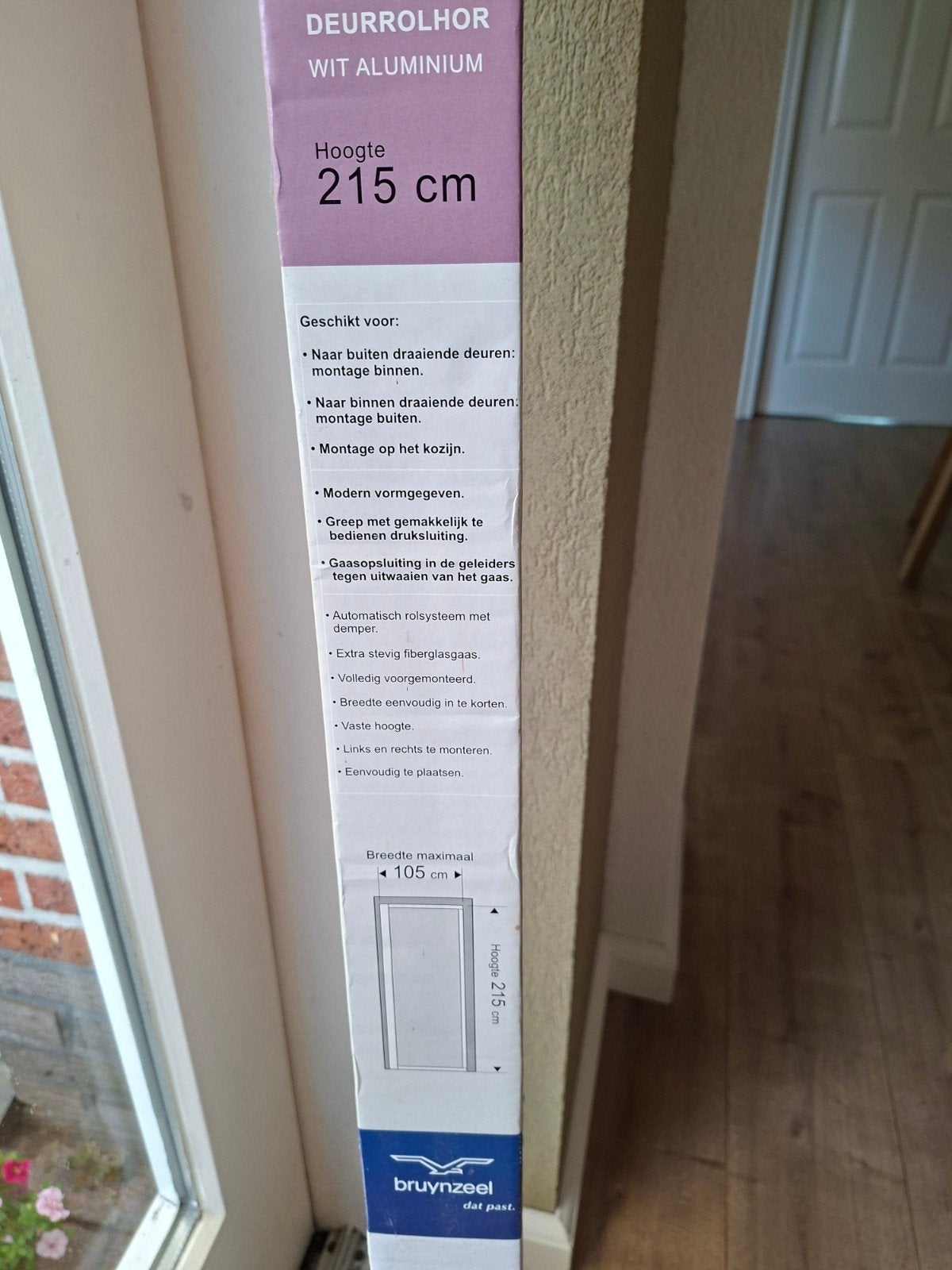 Nieuwe Bruynzeel Deurrolhor Wit Aluminium 215x105cm, Doe-het-zelf en Verbouw, 215 cm of meer, Hordeur, Nieuw, Metaal