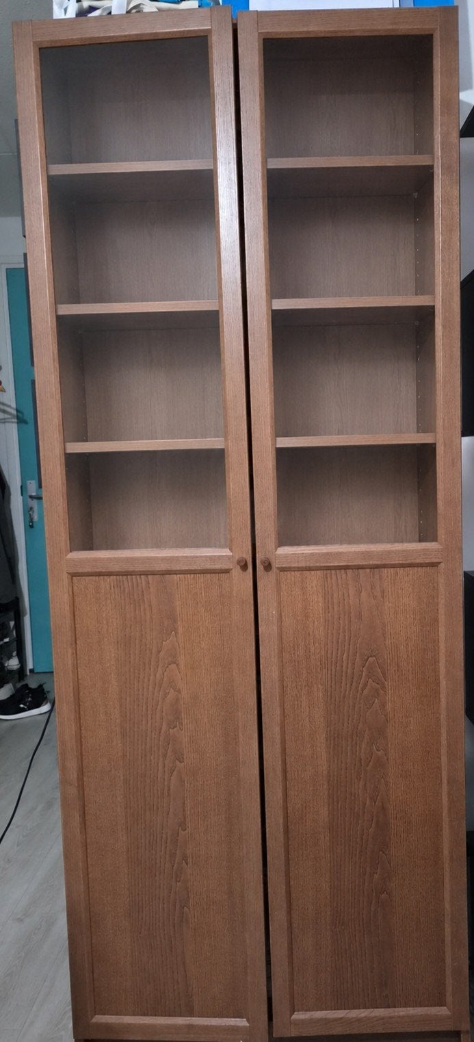 Houten kledingkast met glazen bovendeel - 200x80x30 cm, Ophalen, 50 tot 75 cm, 200 cm of meer