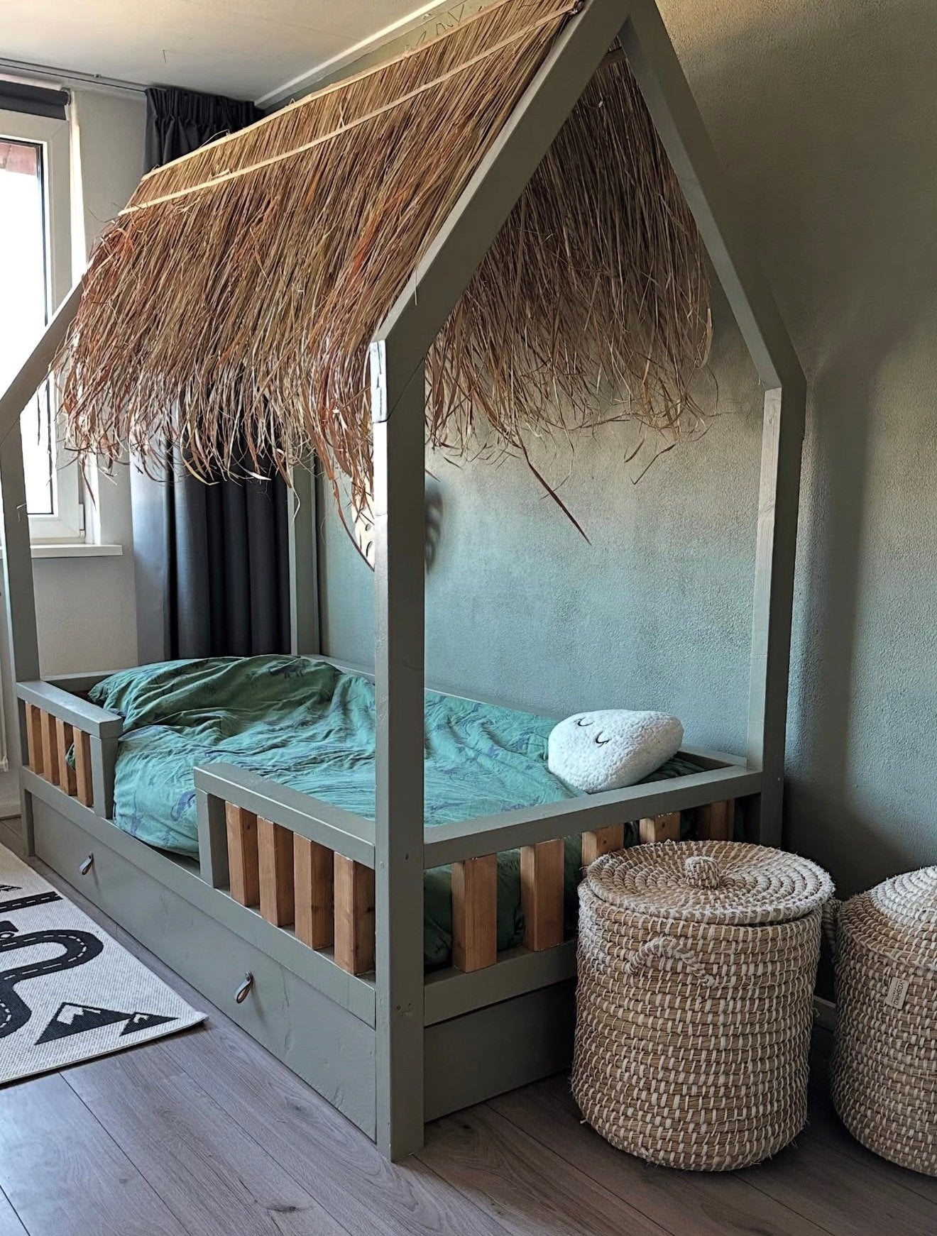 Jungle bedhuisje 1 persoons, Kinderen en Baby's, Kinderkamer | Bedden, Ophalen of Verzenden, Gebruikt, 180 cm of meer, 85 tot 100 cm