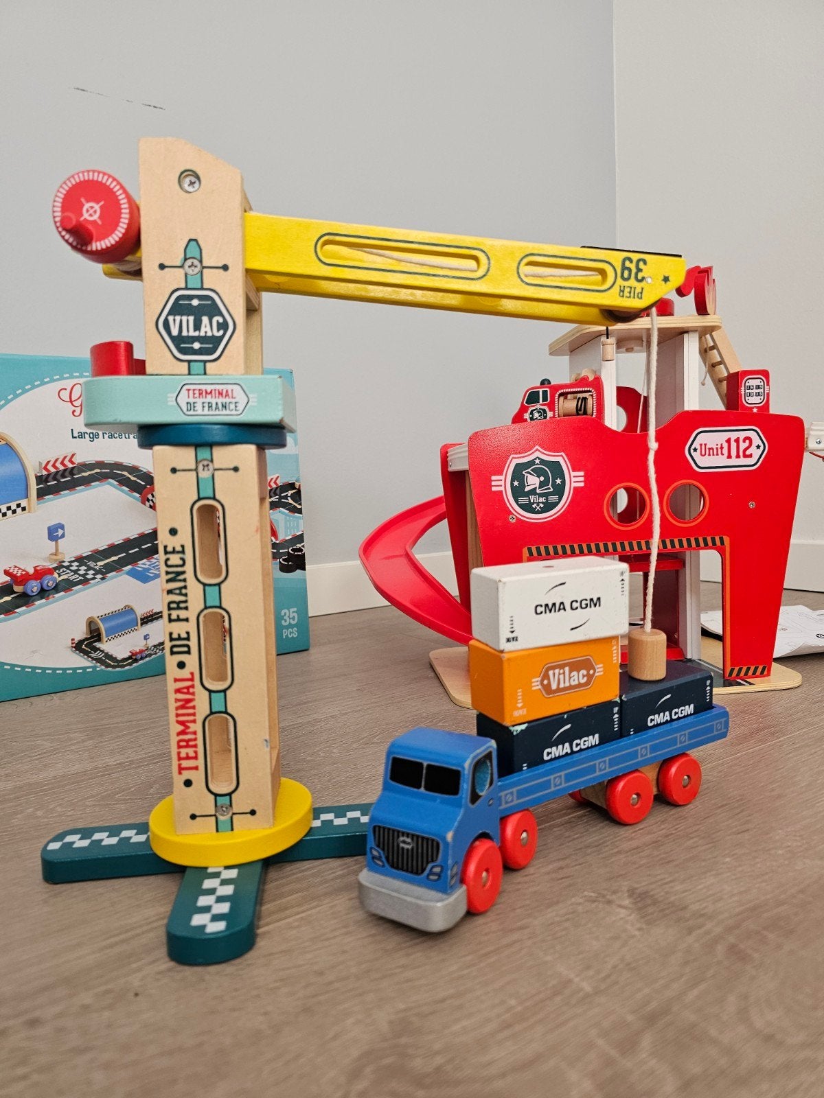 Vilac Houten Hijskraan met Vrachtwagen, Ophalen of Verzenden, Gebruikt, Overige typen