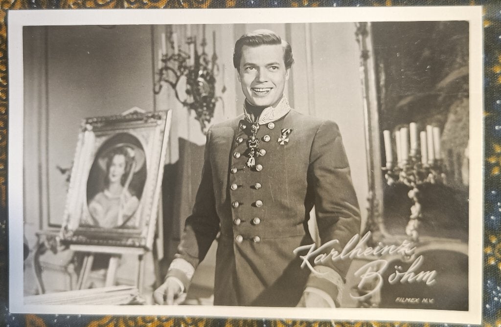 ROMY SCHNEIDER ANSICHTKAART 60 SISI VINTAGE karlheinz bohm, Verzenden, 1940 tot 1960, Ongelopen, Sterren en Beroemdheden
