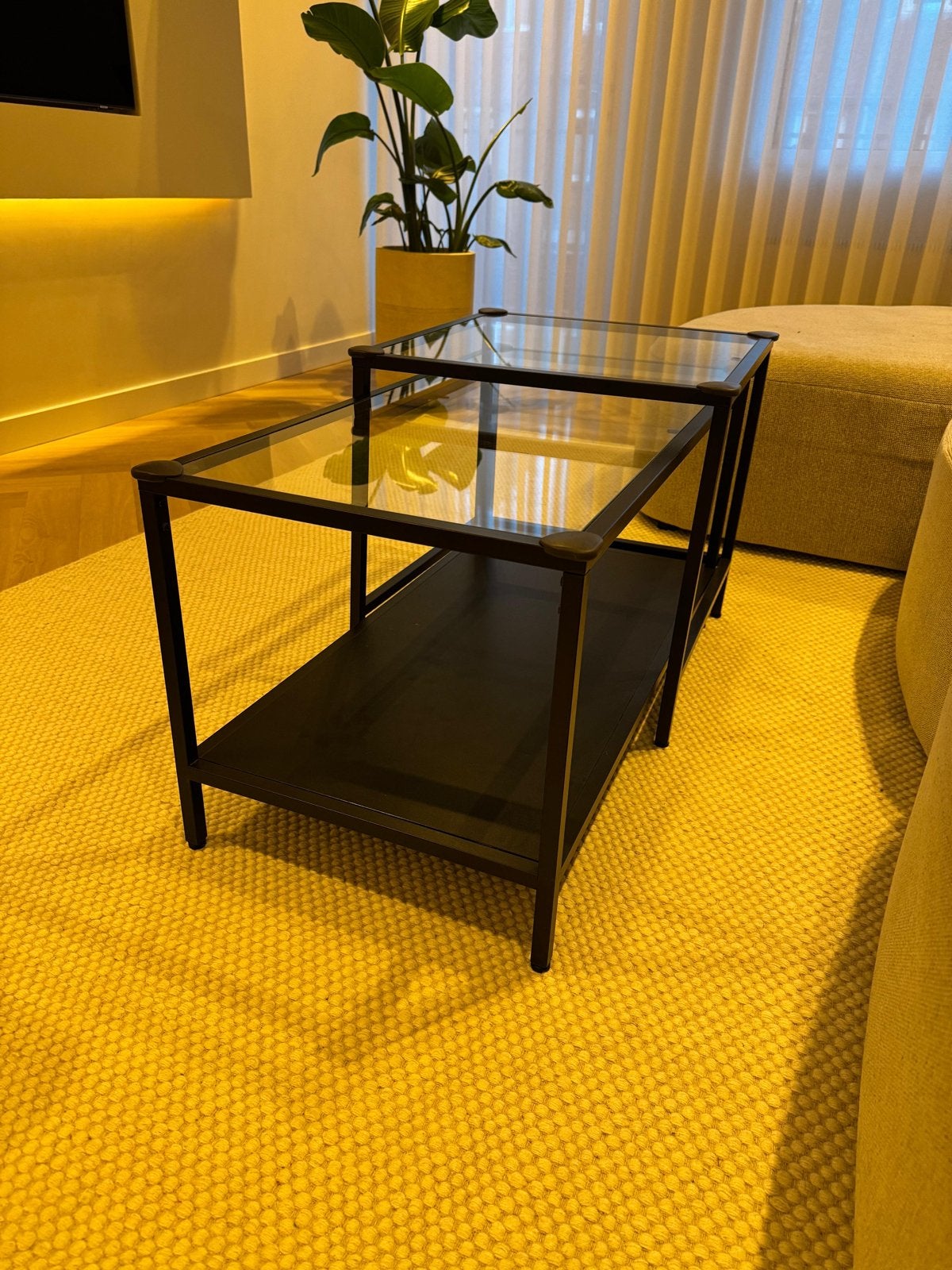 IKEA VITTSJÖ salontafel en laptoptafel, zwartbruin/glas, 50 – 75, Rechthoekig, 50 tot 100 cm, Ophalen of Verzenden
