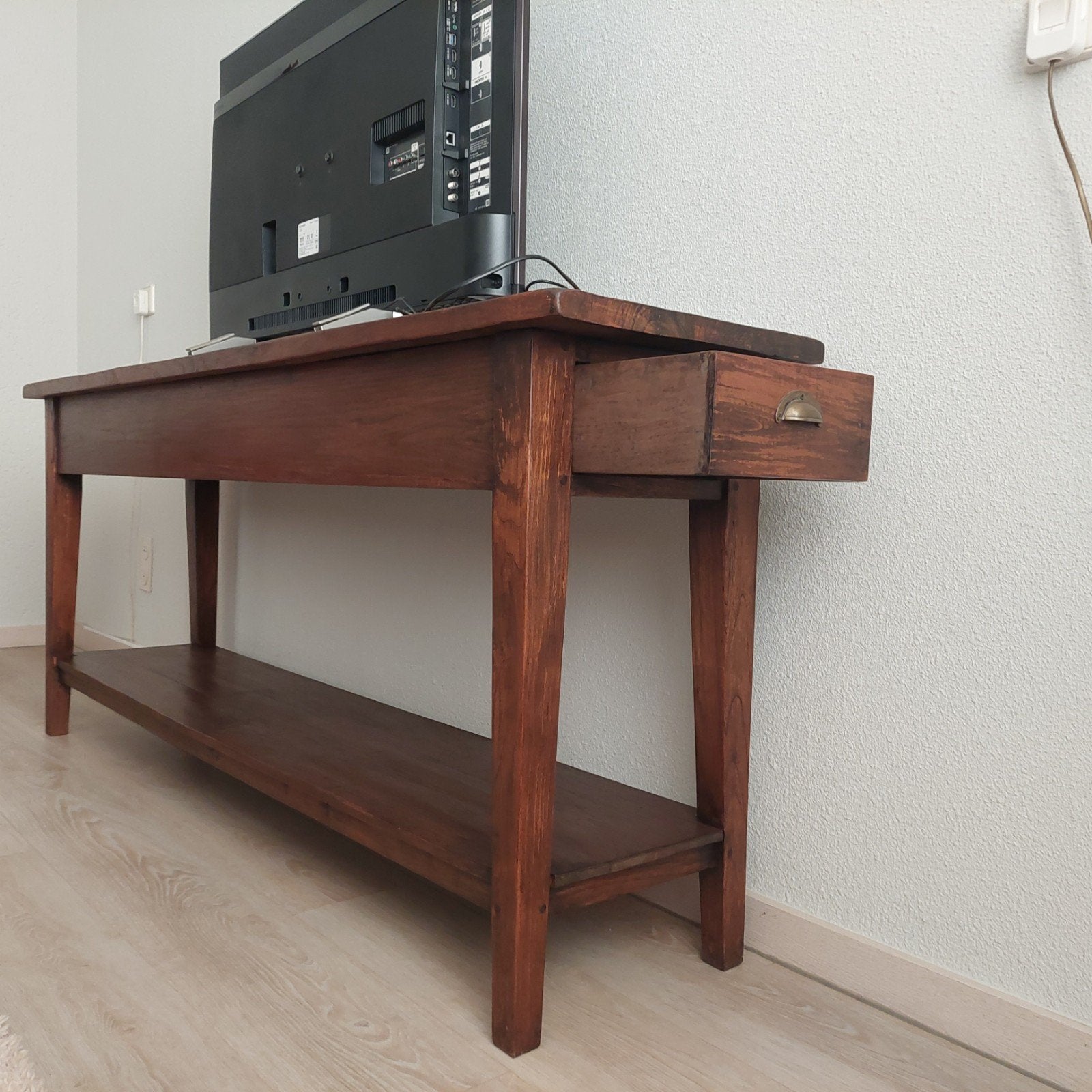 Sidetable met 2 lades - 173x41x75 cm, Ophalen, Gebruikt, 150 tot 200 cm, Overige houtsoorten