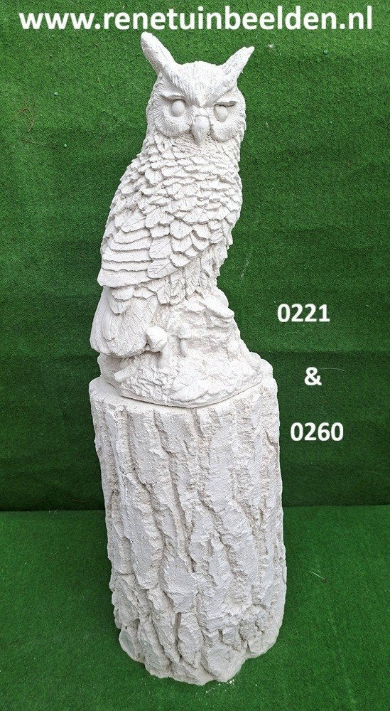 Uil met zuil boomstam. nr 0221 & 0260., Ophalen, Nieuw, Beton, Dierenbeeld