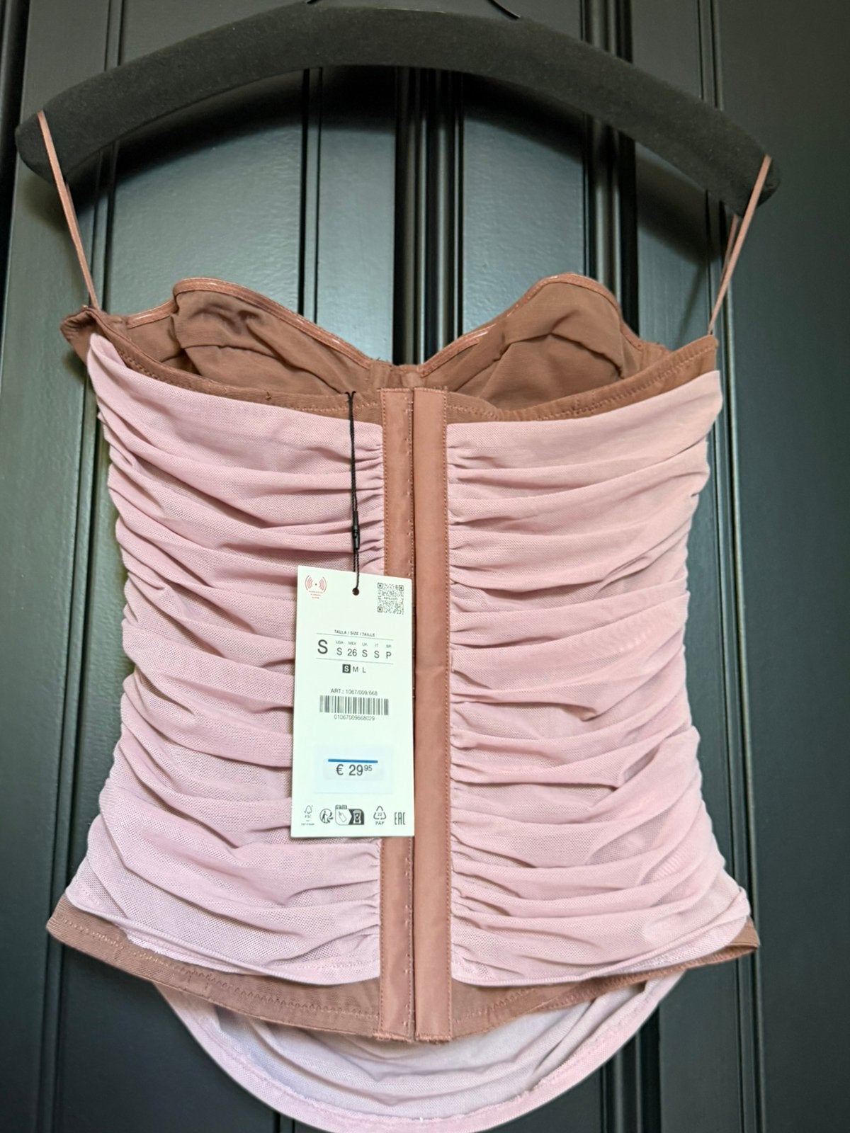 Zara tule mesh bustiertop met cups, bruin roze., Kleding | Dames, Bruin, Nieuw, Ophalen of Verzenden, Maat 36 (S)