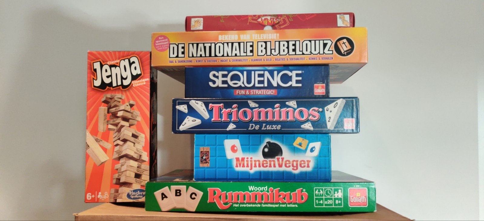 Diverse Bordspellen Collectie: Jenga, Rummikub, Triominos, Vijf spelers of meer, Ophalen of Verzenden, Gebruikt, Hasbro, Goliath, Jumbo