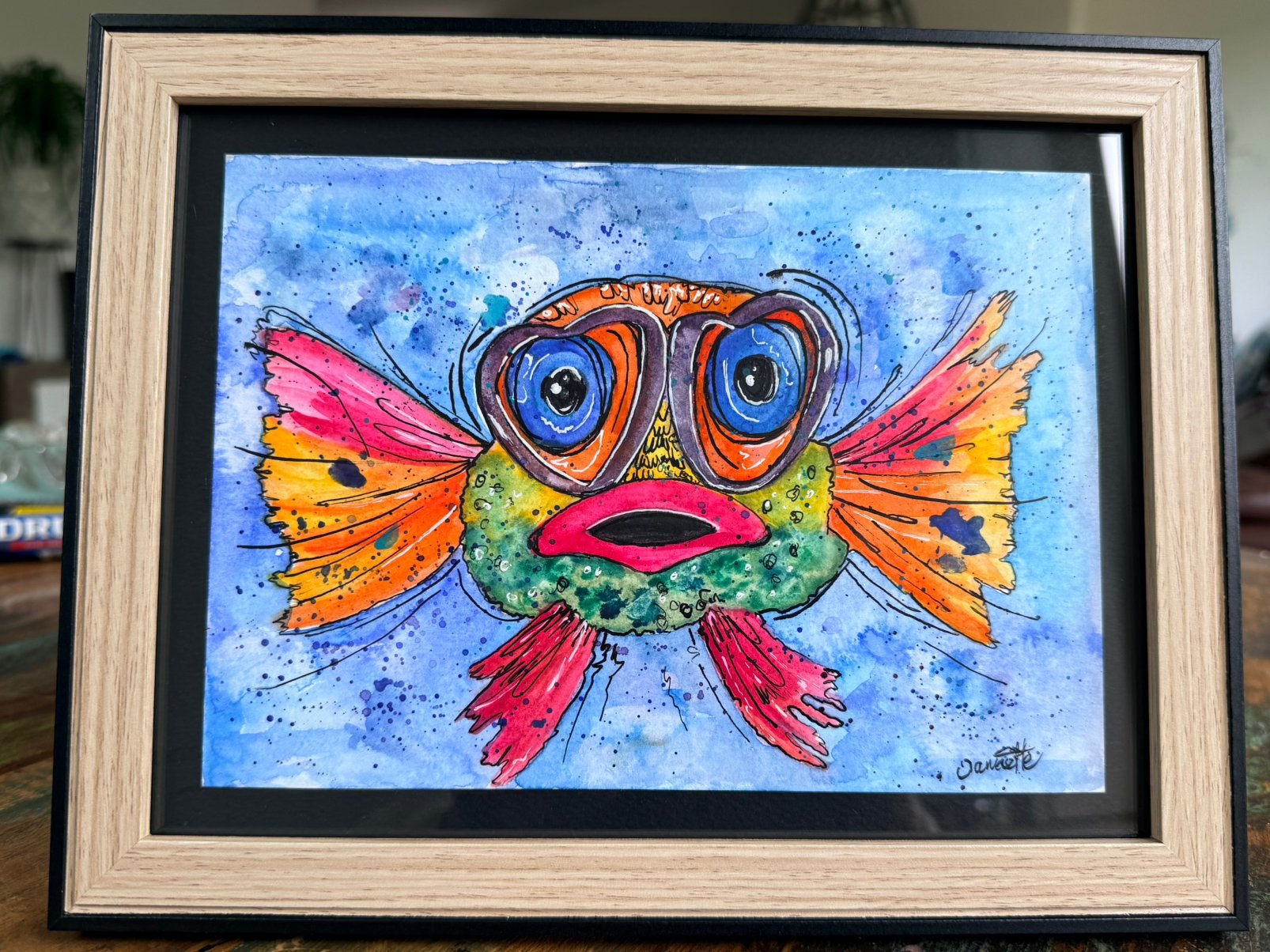 Aquarel Vis in lijst, Verzenden