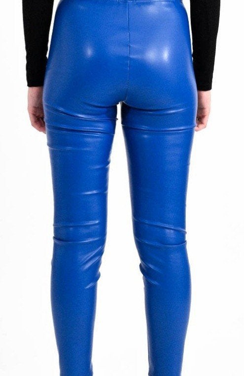 Koningsblauwe pu legging met pu leren sokken, Verzenden, Nieuw, Blauw, Legging