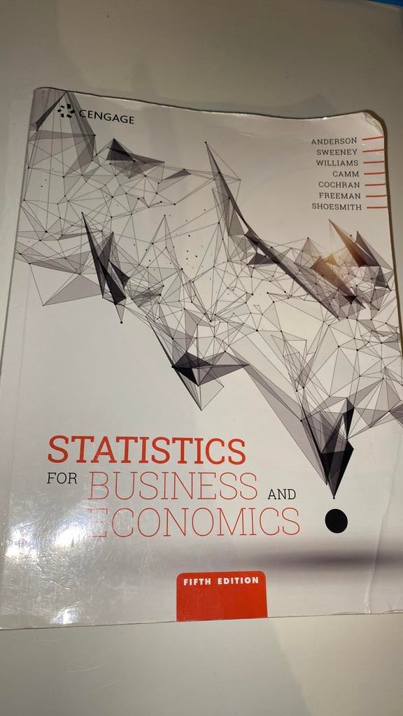 Statistics for Business and Economics. Anderson, Sweeney etc, Ophalen of Verzenden, Zo goed als nieuw, Overige niveaus