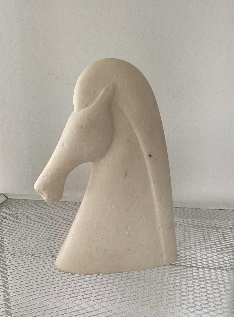 Vintage Beeld Paard Paardenhoofd Abstract Zandsteen, Antiek en Kunst, Ophalen