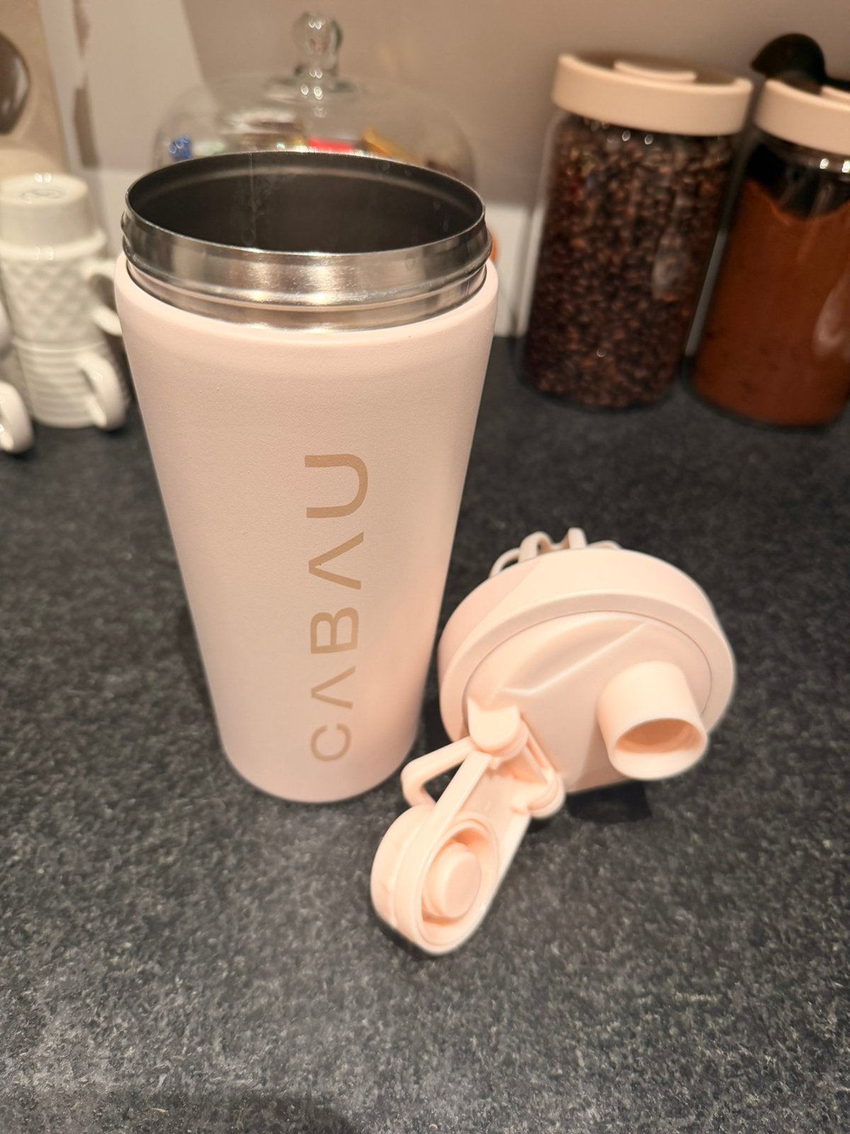 Cabau lifestyle bloom shaker drinkfles beige, Ophalen, Zo goed als nieuw