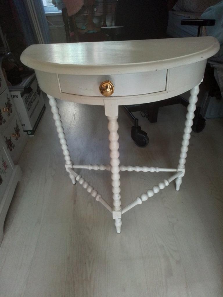 Houten halfronde sidetable met lade - 70 cm breed, Gebruikt, Overige vormen, 60 cm of meer, Hout
