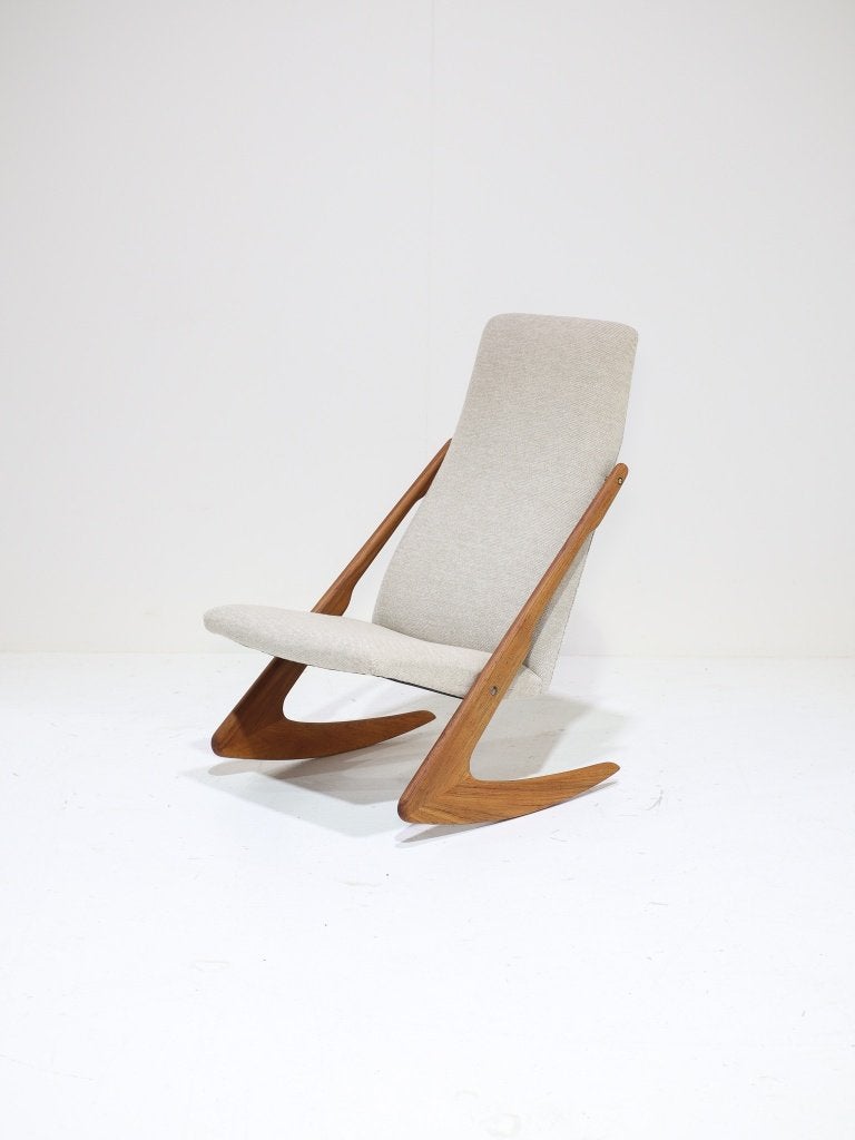 Boomerang schommelstoel Mogens Kold teak Deens 1960s, Ophalen, -, -, 75 tot 100 cm
