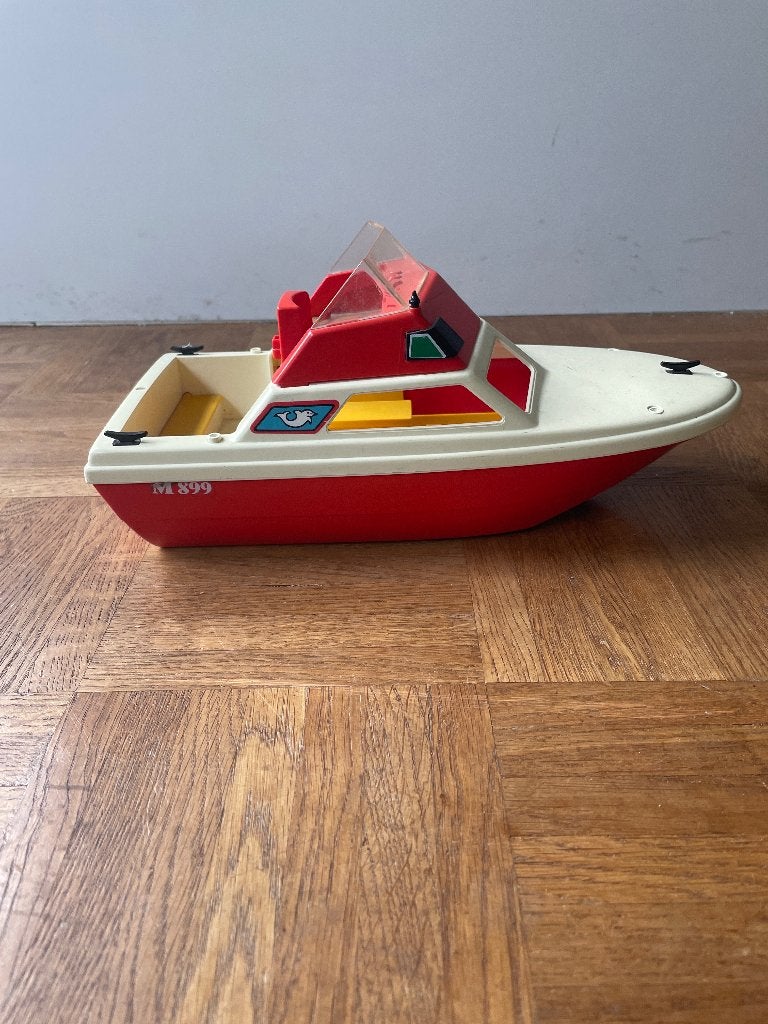 Retro vintage Playmobil speedboot( set 3498) uit 1984, Gebruikt, Losse onderdelen, Ophalen of Verzenden, Boot/Schip