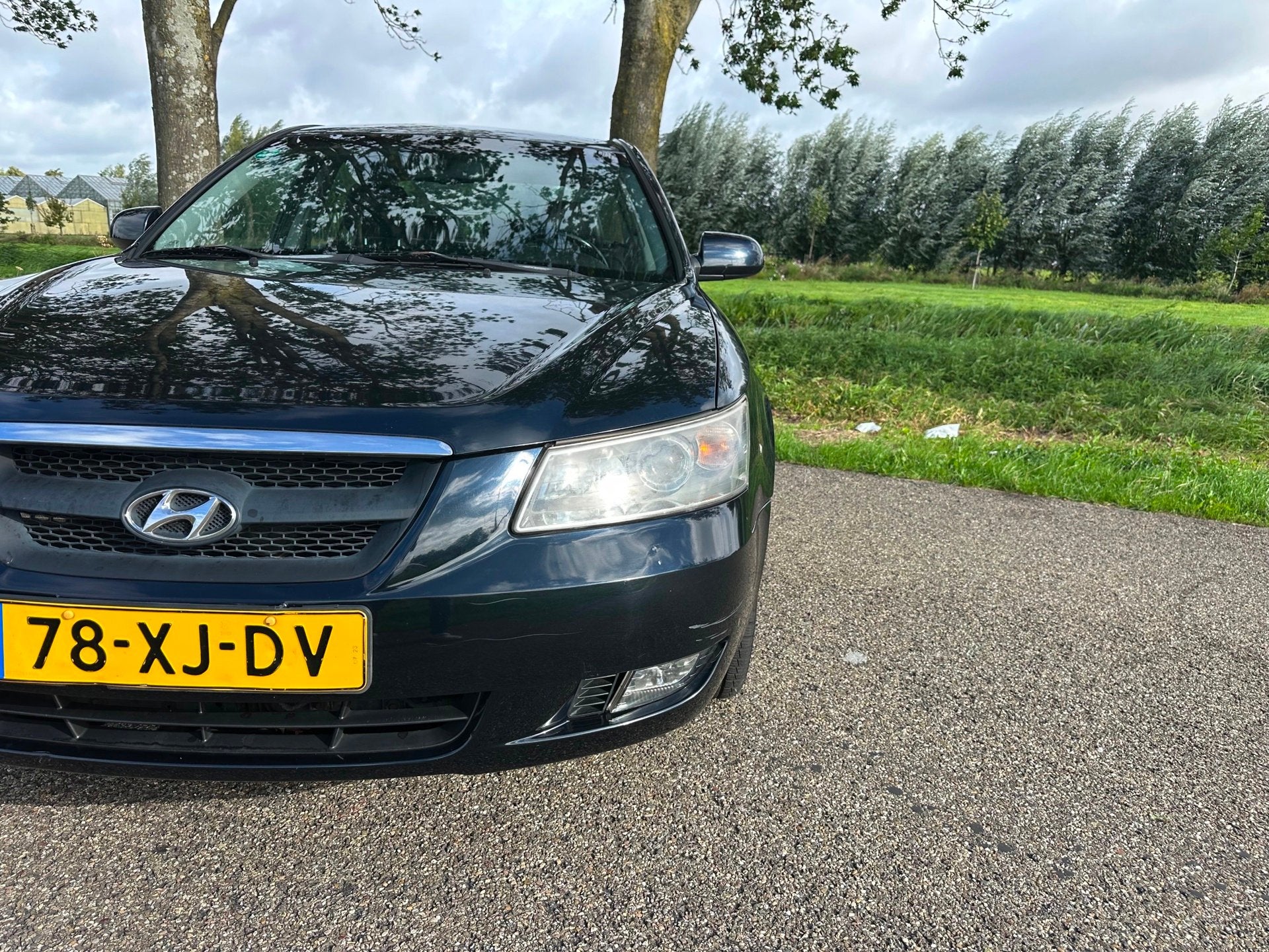 Hyundai Sonata 3.3 V6 Style|leder|automaat|clima|rijdt super, Auto's, Gebruikt, Zwart, Verwarmde buitenspiegels, Blauw
