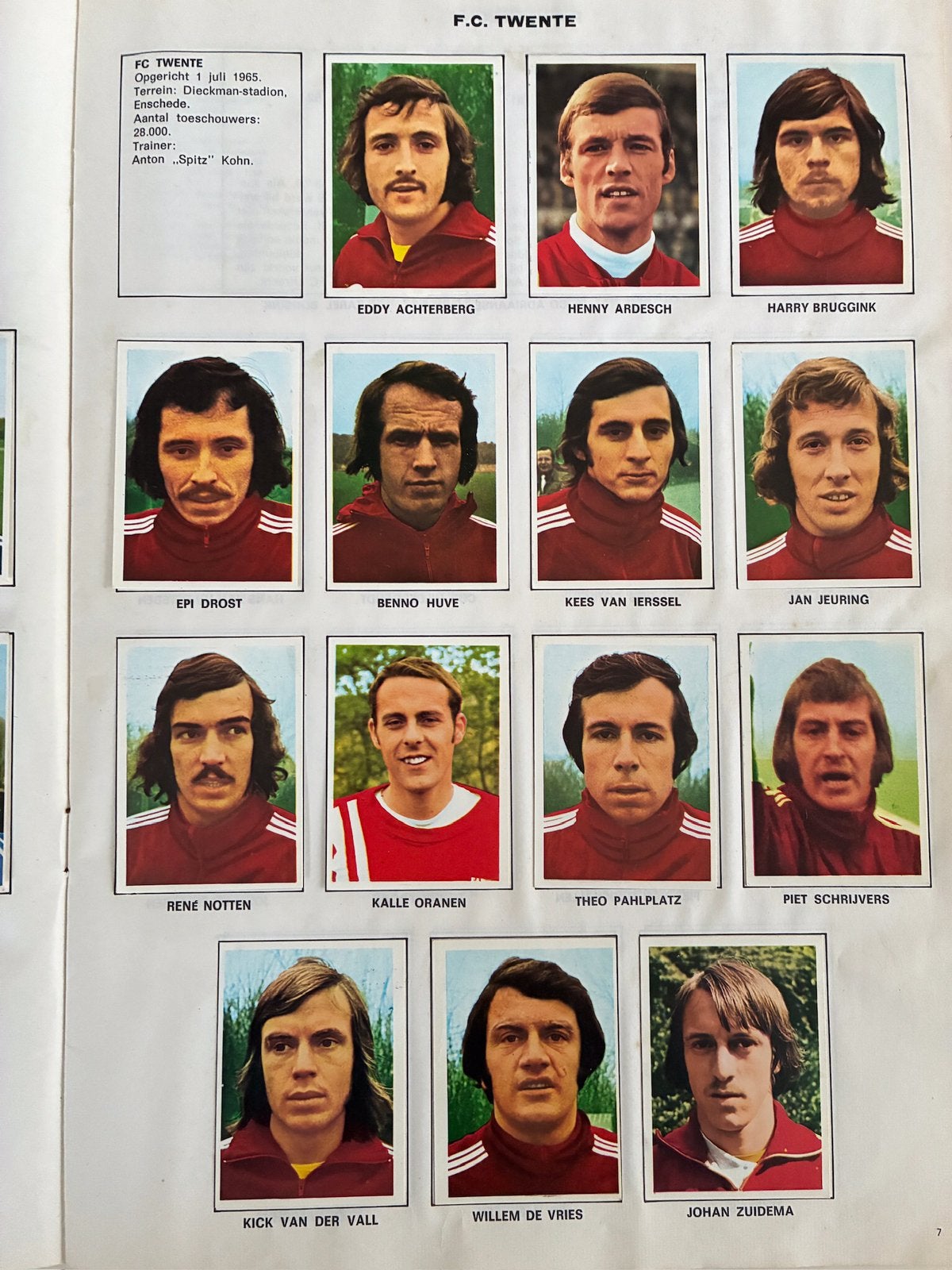 13 Spelerskaarten selectie F.C. Twente van seizoen 1973-1974, Ophalen of Verzenden