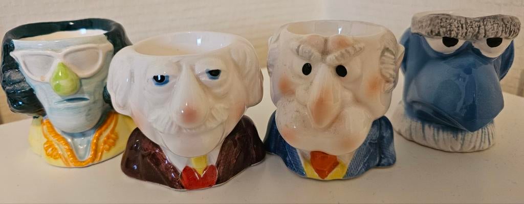Unieke set van 4 vintage Muppets eierdoppen uit de jaren '70, Ophalen of Verzenden, Zo goed als nieuw
