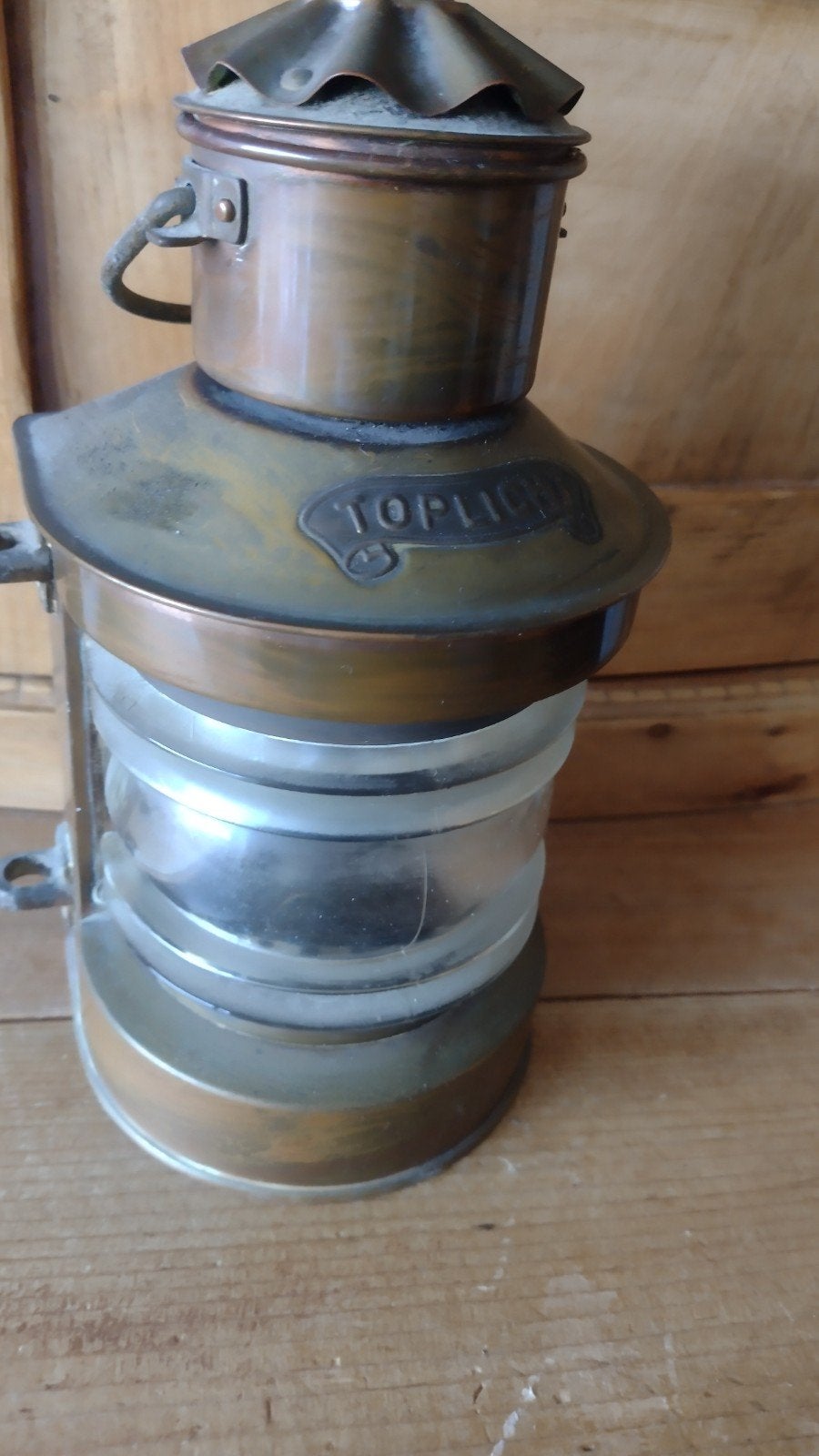Antieke koperen toplicht scheepslamp in originele staat, Ophalen of Verzenden
