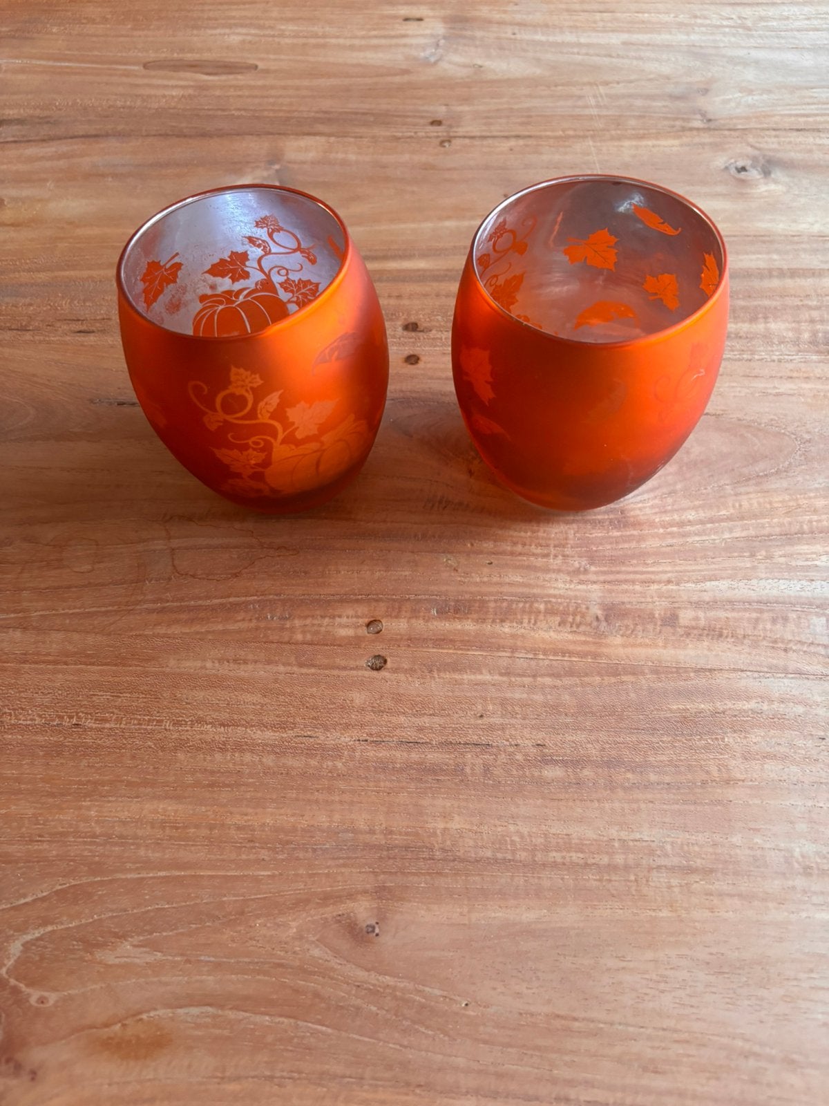 2x Halloween kaarsenhouders, Ophalen of Verzenden, Gebruikt, Oranje, Waxinelichthouder
