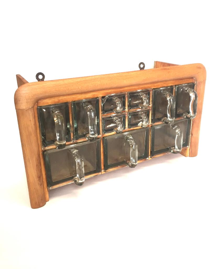 Bruynzeel kruidenkastje, Piet Zwart, jaren ‘60 vintage, Huis en Inrichting, Ophalen, Gebruikt, Bruin, 50 tot 100 cm