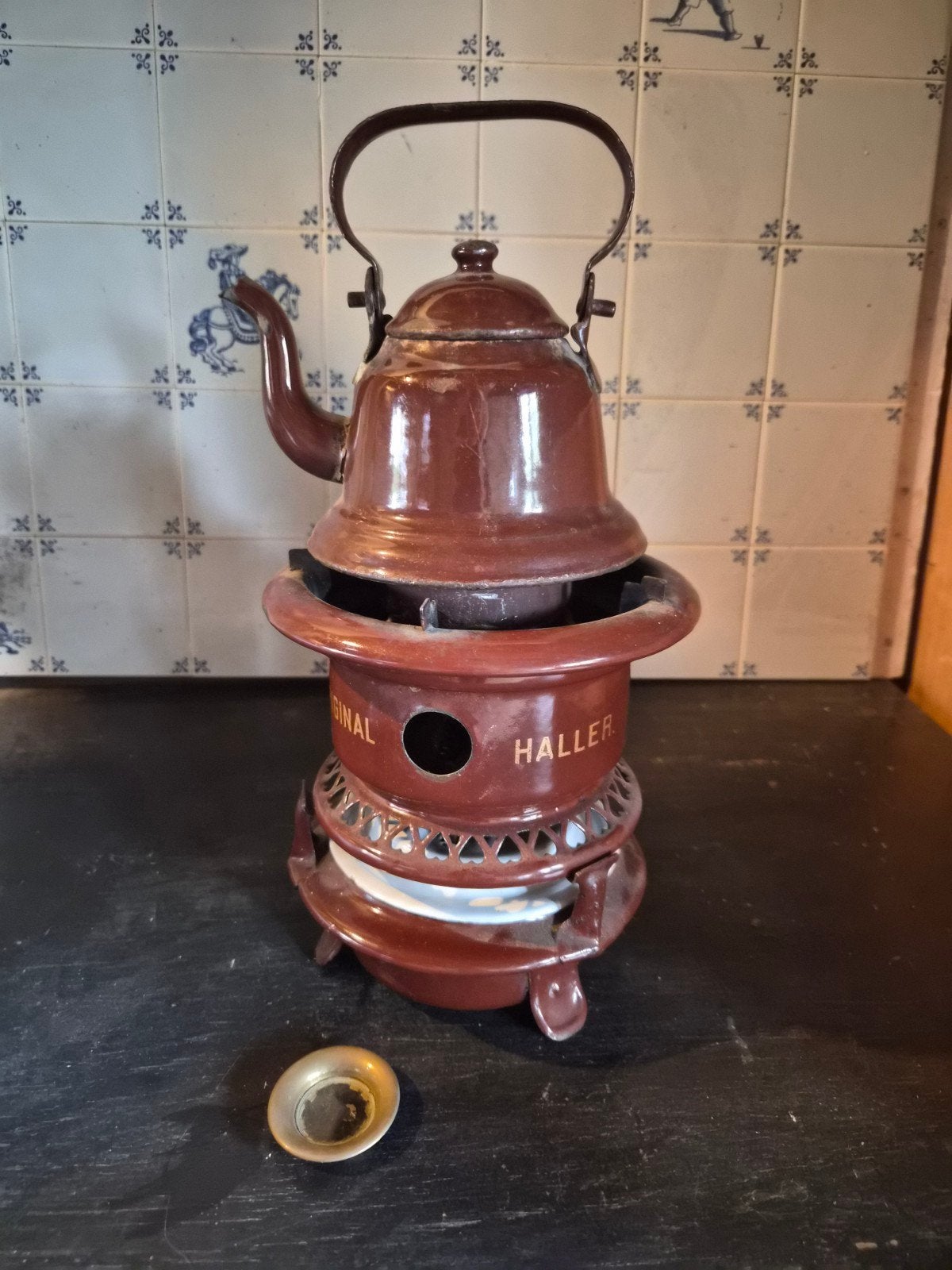 Vintage Haller Original Petroleumstel met Ketel, Ophalen of Verzenden
