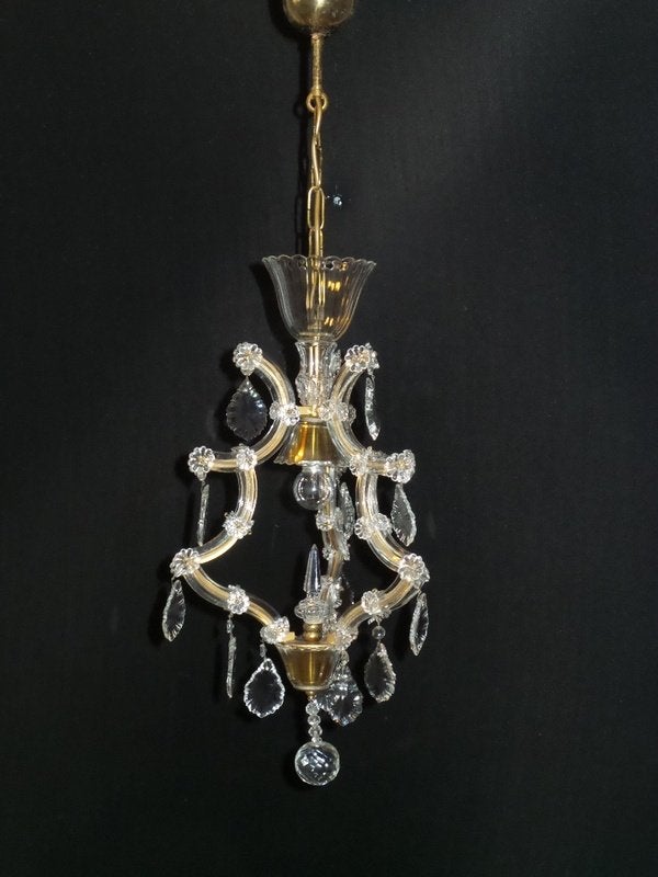Maria theresia kroonluchter model met facet geslepen pinakel, Ophalen, Gebruikt, E27 (groot)