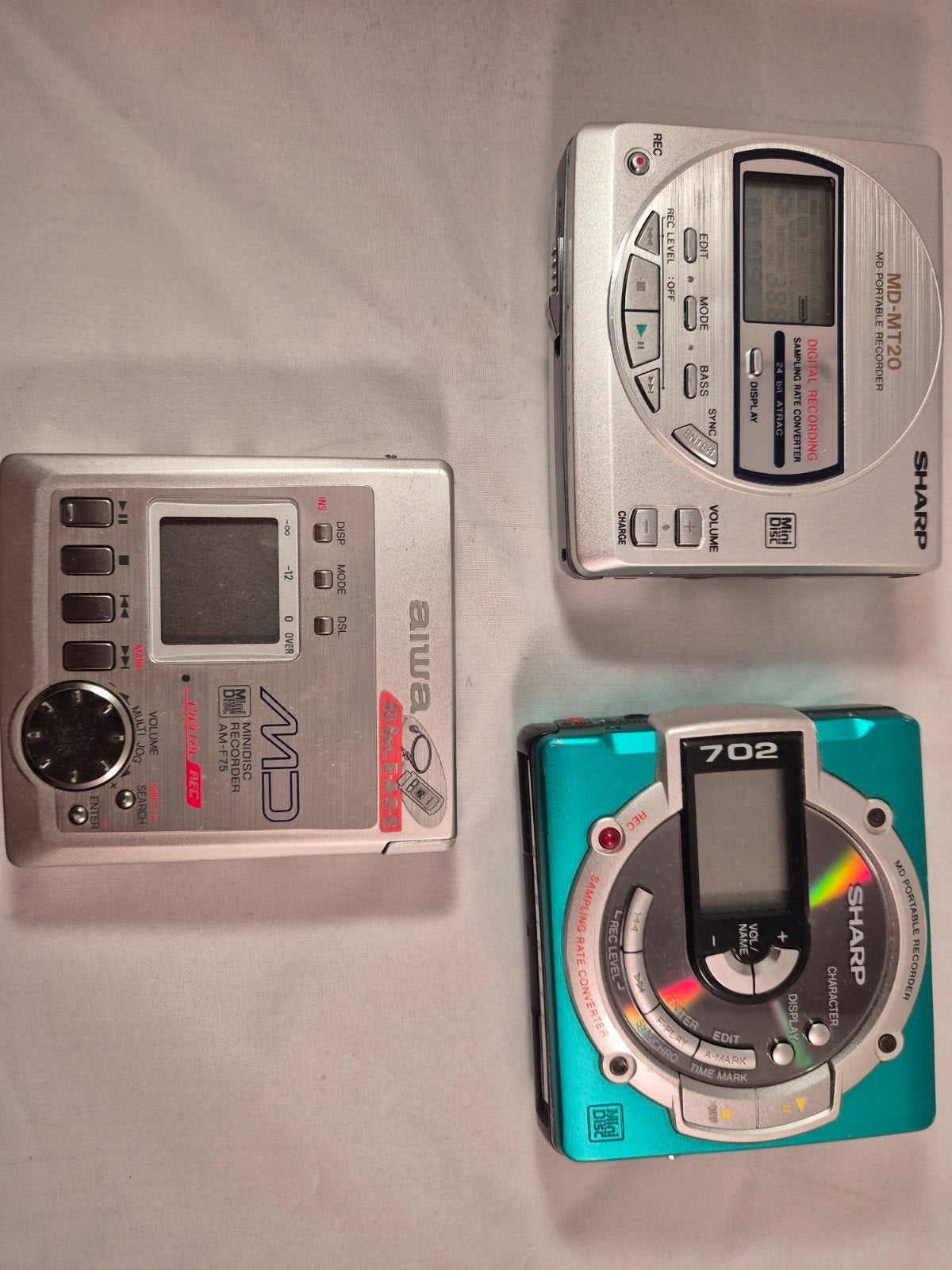 3x Minidisc Recorders –Aiwa/Sharp - Onderdelen/Reparatie, Audio, Tv en Foto, Walkmans, Discmans en Minidiscspelers, Ophalen of Verzenden