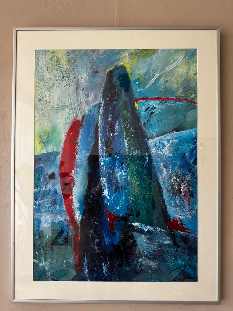 Abstract schilderij acryl incl lijst 61x 81 cm, Ophalen