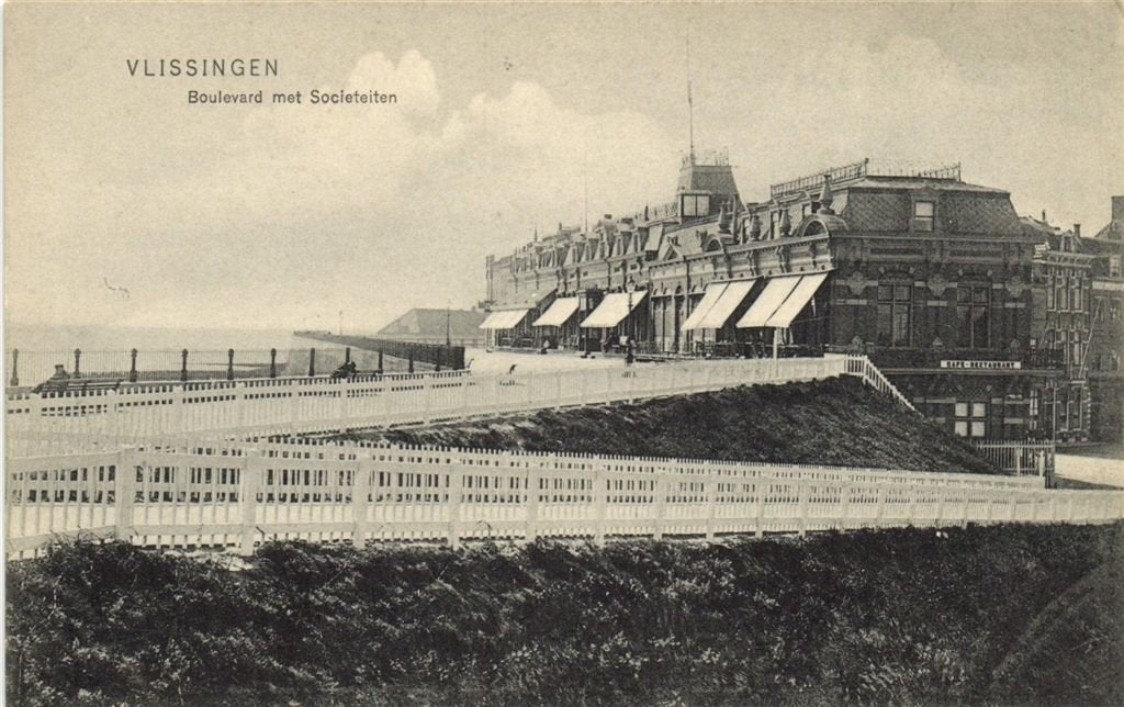 Vlissingen. Boulevard met Societeiten - ongelopen, Verzenden, Voor 1920, Ongelopen, Zeeland
