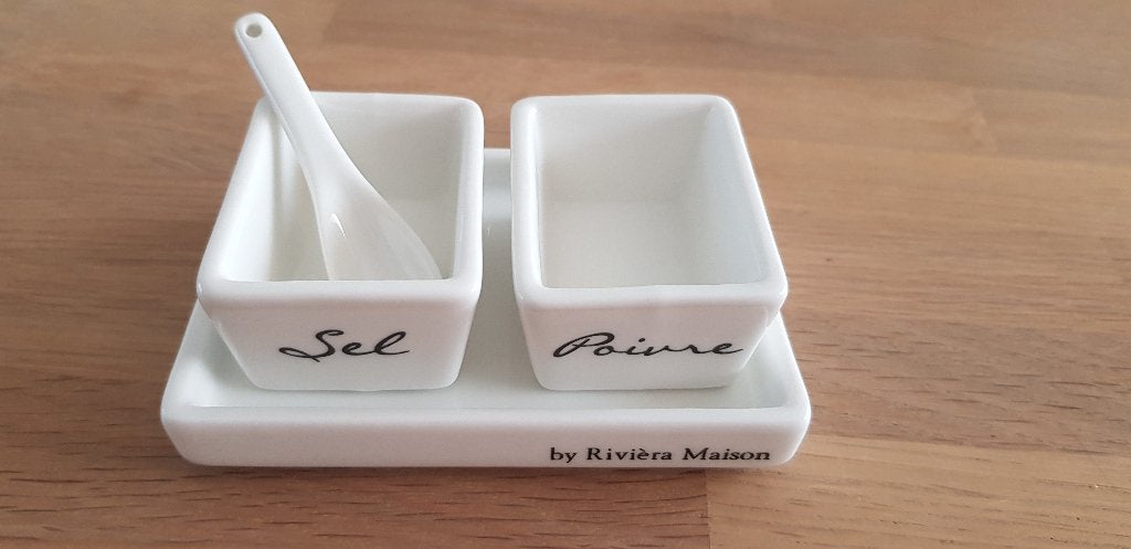Rivièra Maison ‘Sel & Poivre’ Peper- en Zoutset, Ophalen of Verzenden, Wit, Riviera Maison, Overige typen