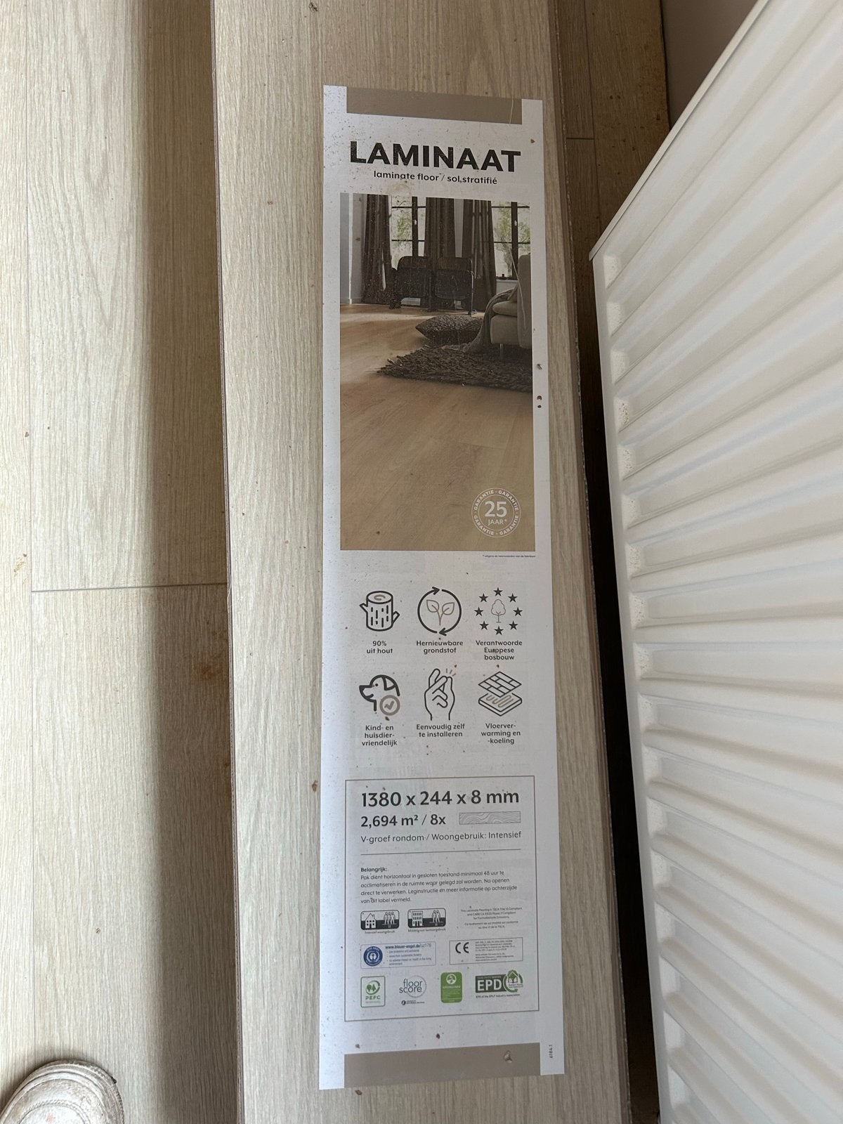 Ambiant Cavelley Beige 9015 Laminaat, Doe-het-zelf en Verbouw, Ophalen, Overige materialen, 50 tot 150 cm, Nieuw